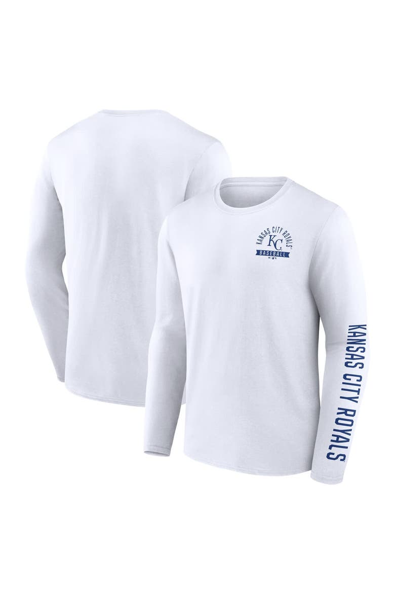 Men's Fanatics  White Kansas City Royals Press Box Long Sleeve T-Shirt, Main, color, White