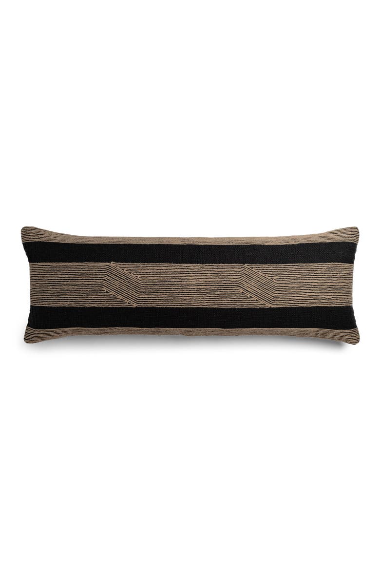 Balance Jute Embroidery Lumbar Pillow, Main, color, BLACK