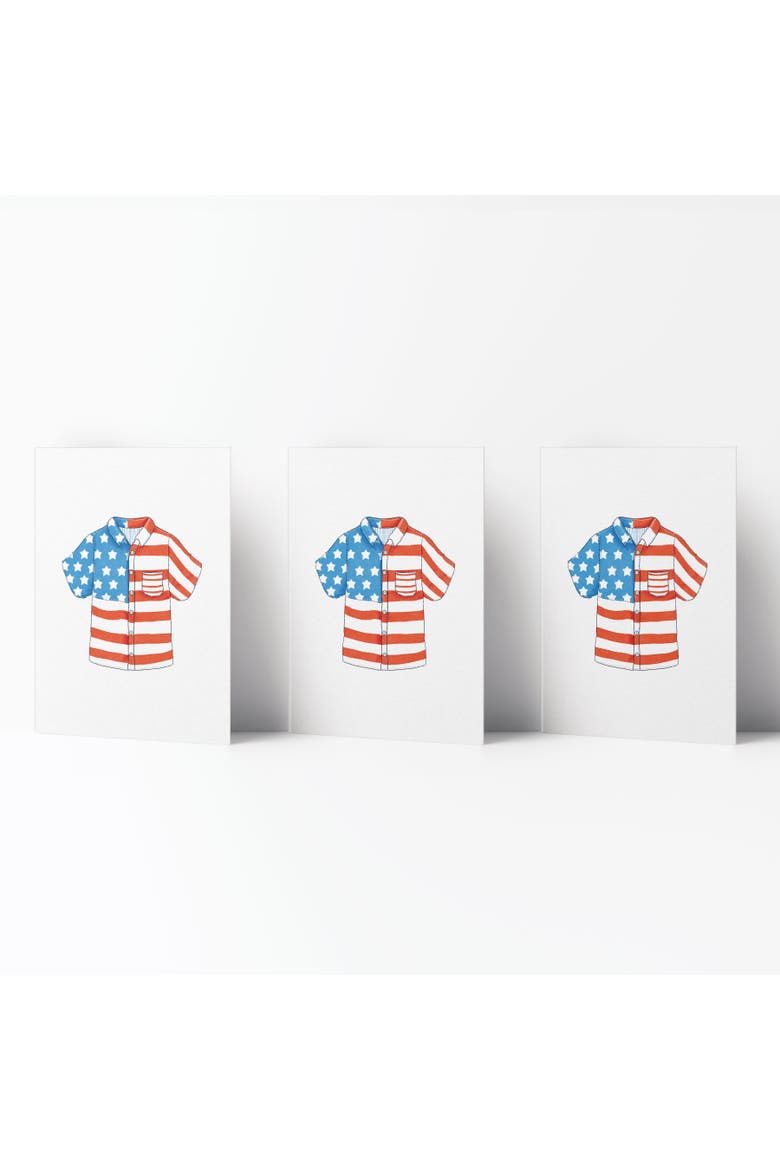 Flag Greeting Card Pack (3ct) "USA Button Shirt", Main, color, Multi-Pack