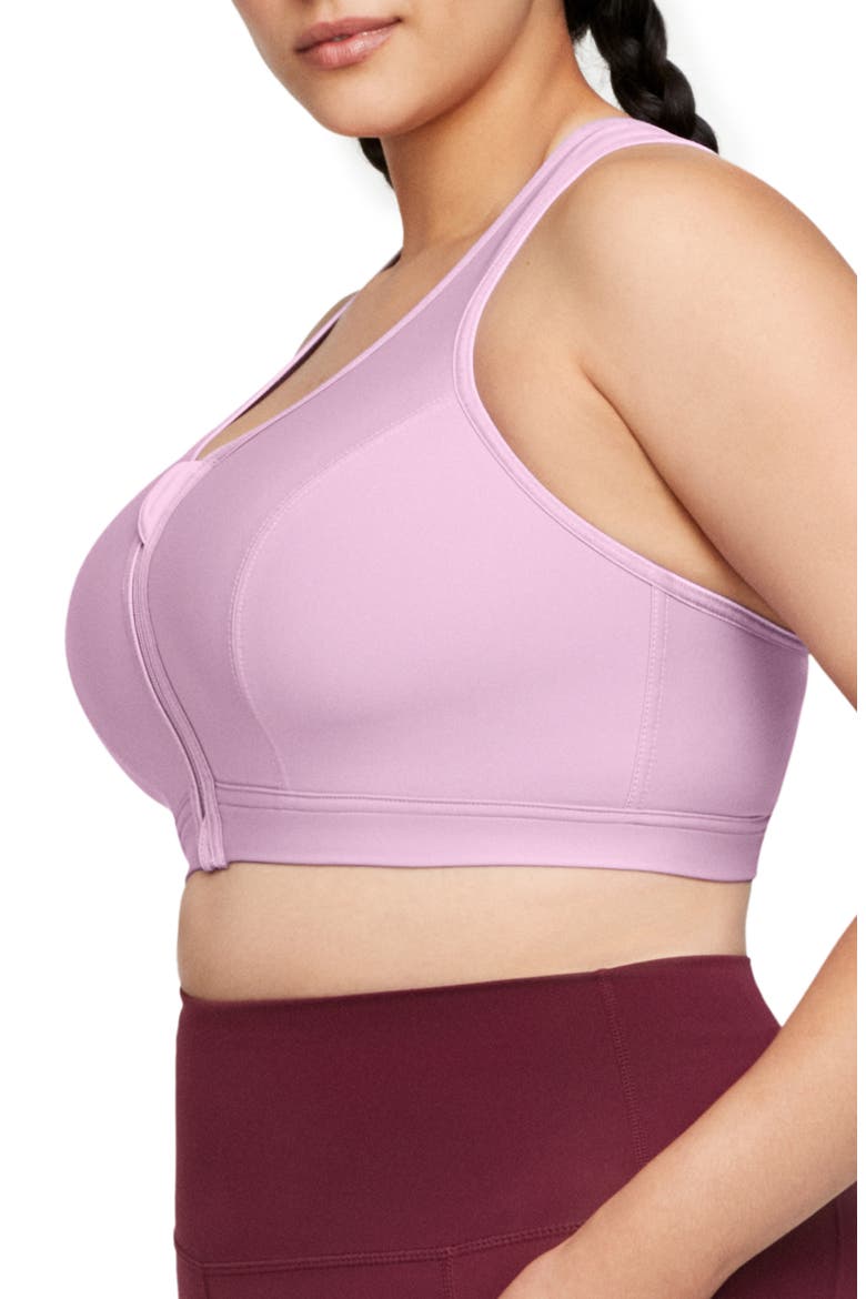 Full Figure Zip-Up Sports Bra, Alternate, color, LAVENDER