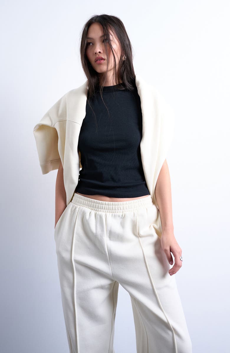 Topshop Pintuck Sweatpants, Main, color, Cream