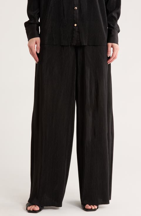 Plissé Charmeuse Pull-On Pants