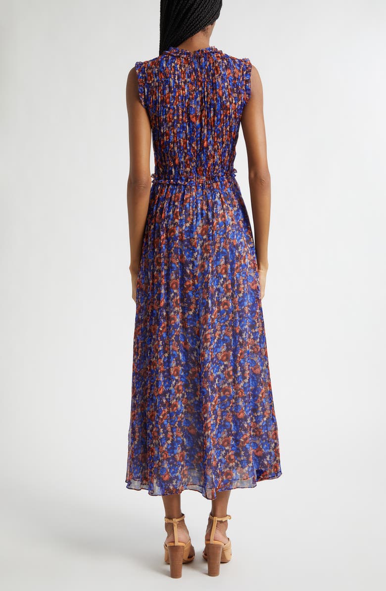 Ulla Johnson Kasia Floral Silk Midi Dress, Alternate, color, Violet