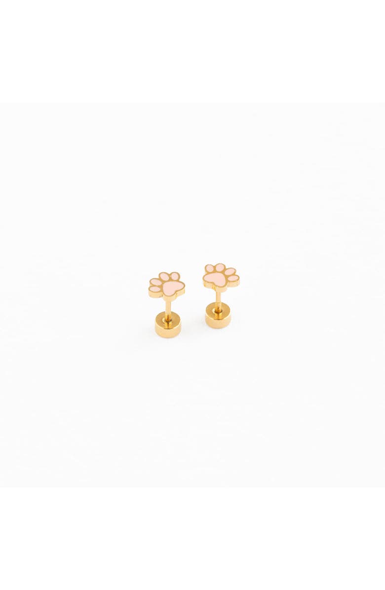 Pip Pop Paw Print Stud Earrings, Main, color, Pink
