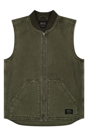 Wesc Canvas Workwear Vest In Green