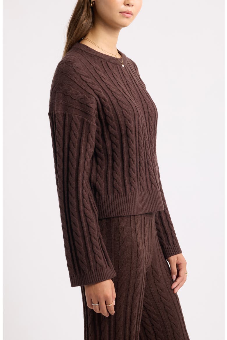 Cable Stitch Sweater, Alternate, color, BROWN COFFEE