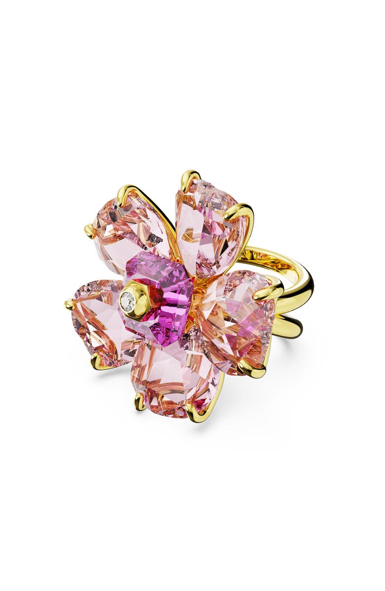 Swarovski Idyllia Crystal Flower Cocktail Ring, Main, color, Pink