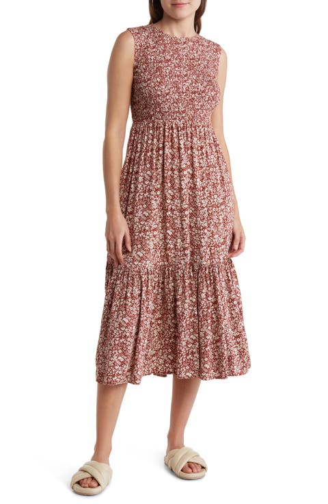 Smocked Sleeveless Midi Dress