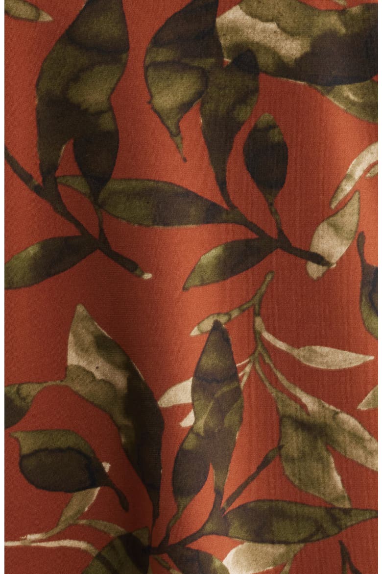 Leaf Print Ruffle Sleeve Shirt, Alternate, color, CEDAR SPC MLT