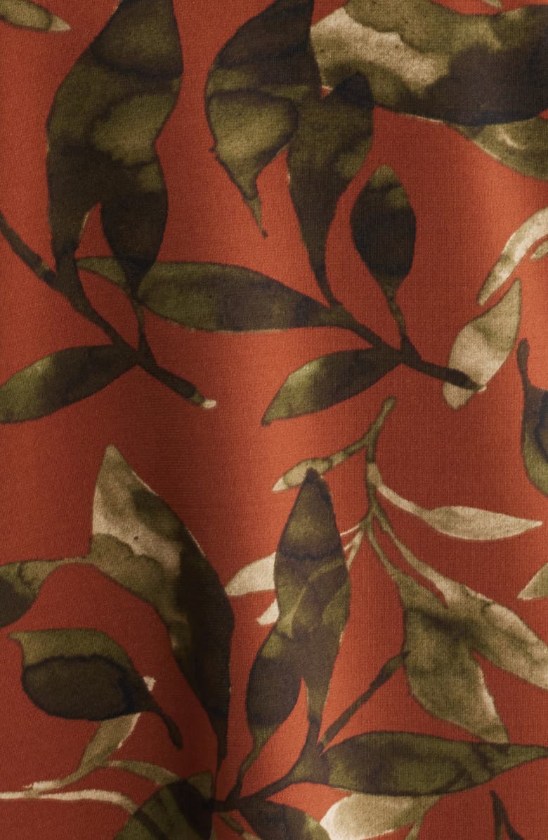 AK ANNE KLEIN Leaf Print Ruffle Sleeve Shirt, Alternate, color, Cedar Spc Mlt