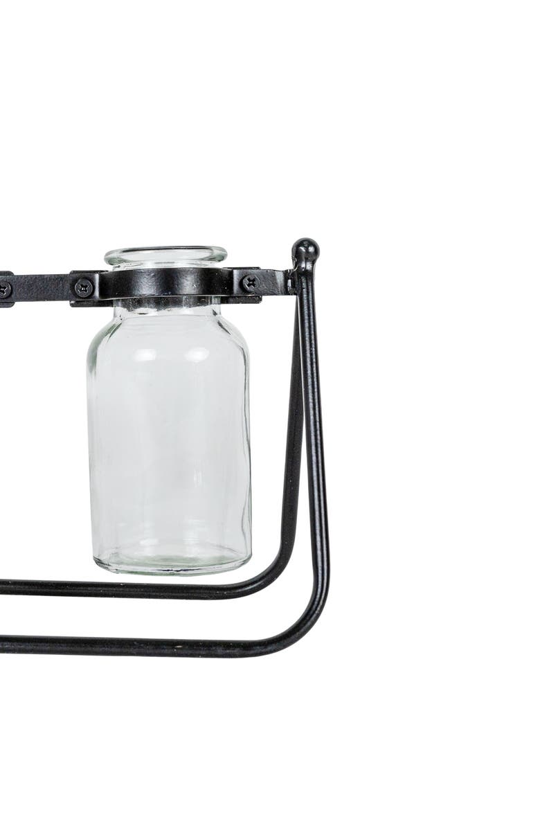 Foreside Home and Garden 4 Vase Bud Vase Holder Black Cast Iron & Glass, Alternate, color, Black
