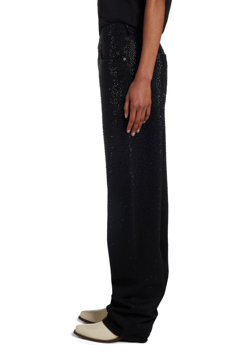 Golden Goose Crystal Embellished Ripped Straight Leg Jeans, Alternate, color, Black