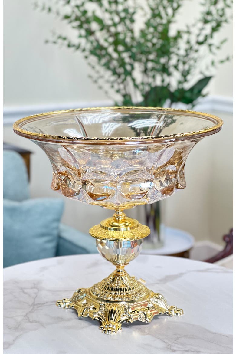 Classic Pedestal Bowl, Alternate, color, Amber