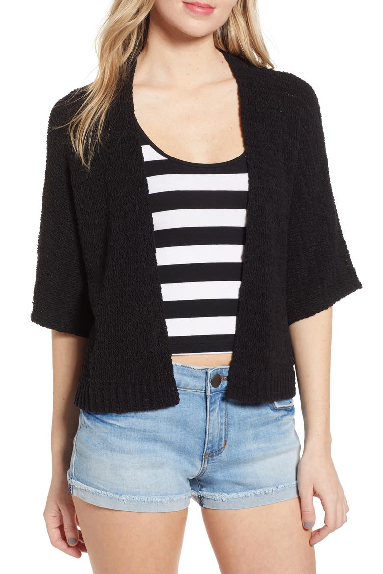 Open Crop Cardigan, Main, color, BLACK