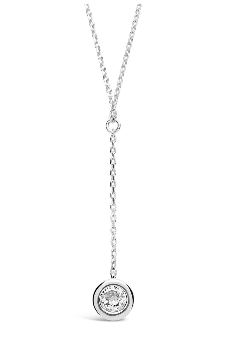 Sterling Forever Sterling Silver CZ Y Drop Necklace, Main, color,