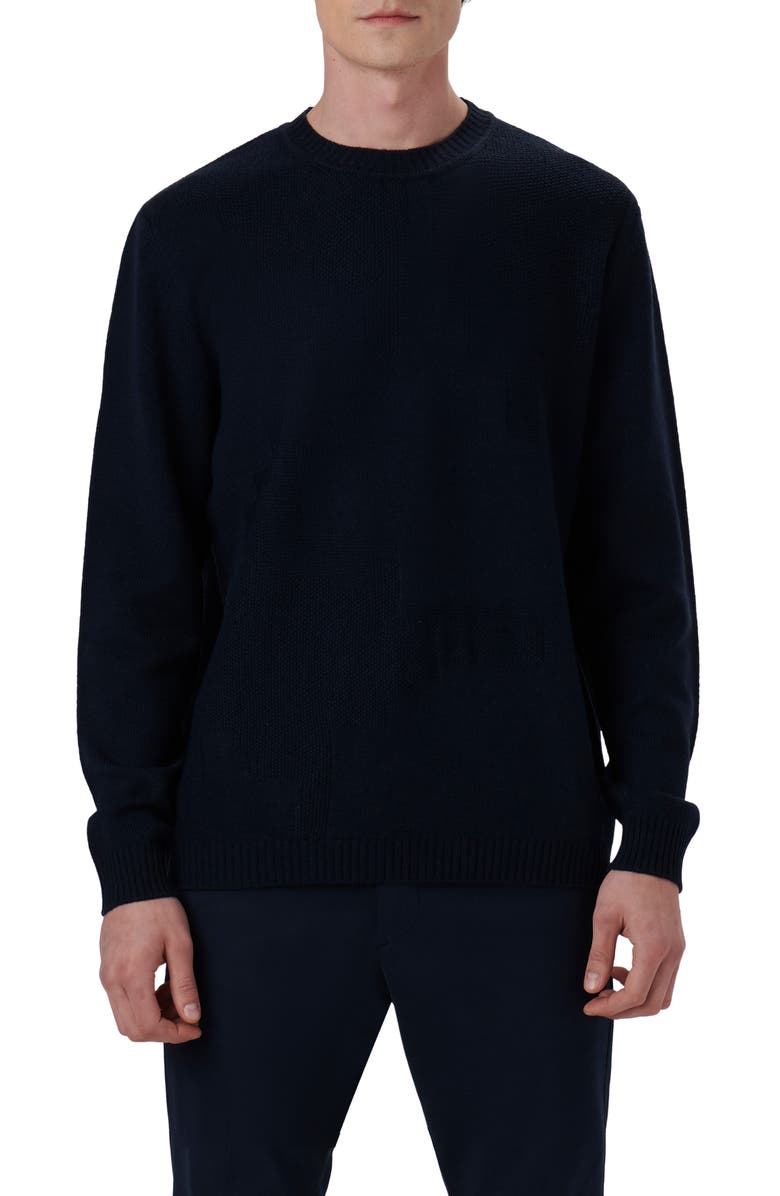 Bugatchi Merino Wool Blend Crewneck Sweater, Main, color, Navy