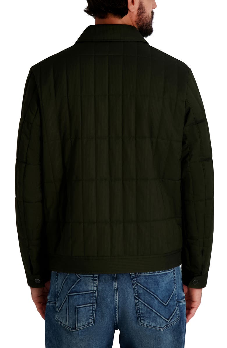 KARL LAGERFELD Quilted Herringbone Shirt Jacket, Alternate, color, Olive