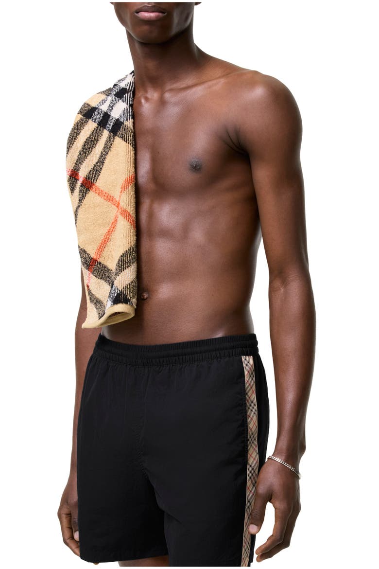 Check Trim Swim Shorts, Main, color, Black