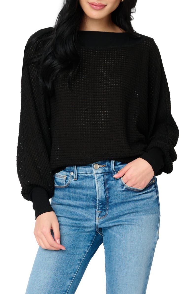GIBSONLOOK Wheels Up Open Weave Sweater, Main, color, Black
