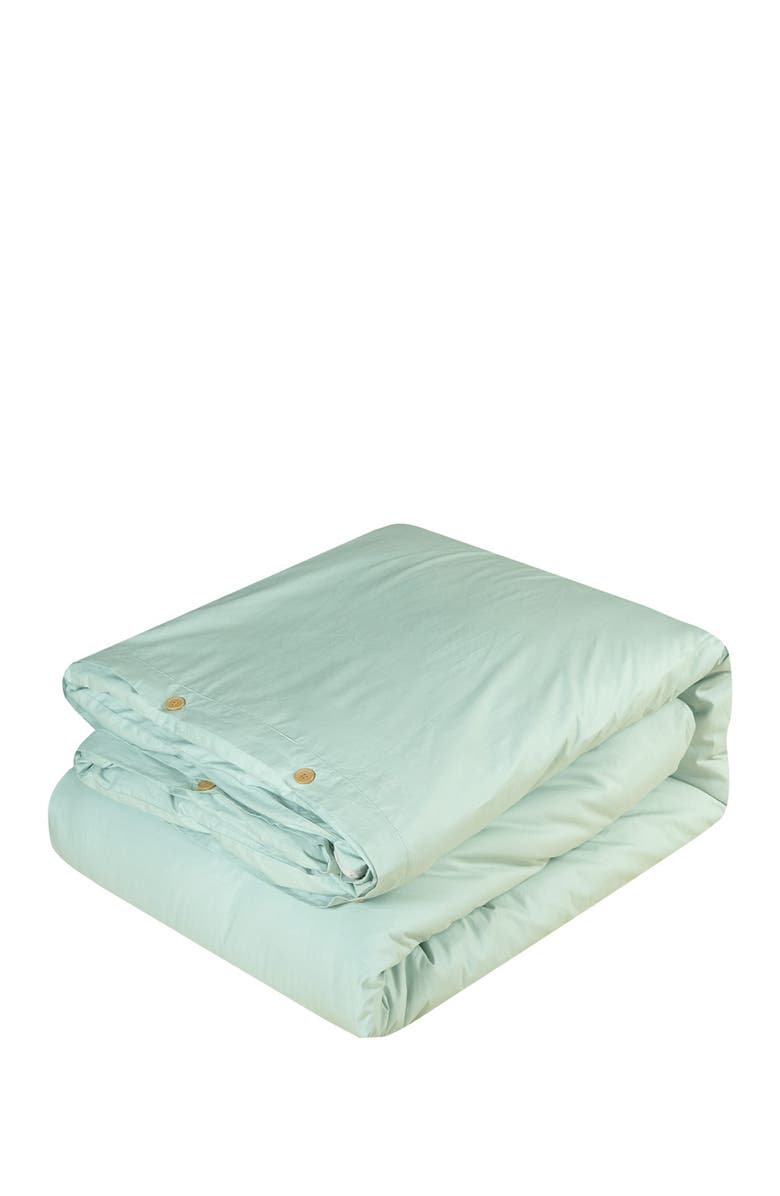 CHIC Aqua Odin 200 Thread Count Twill Weave Button Detail Queen Duvet Cover 4-Piece Set, Alternate, color, 