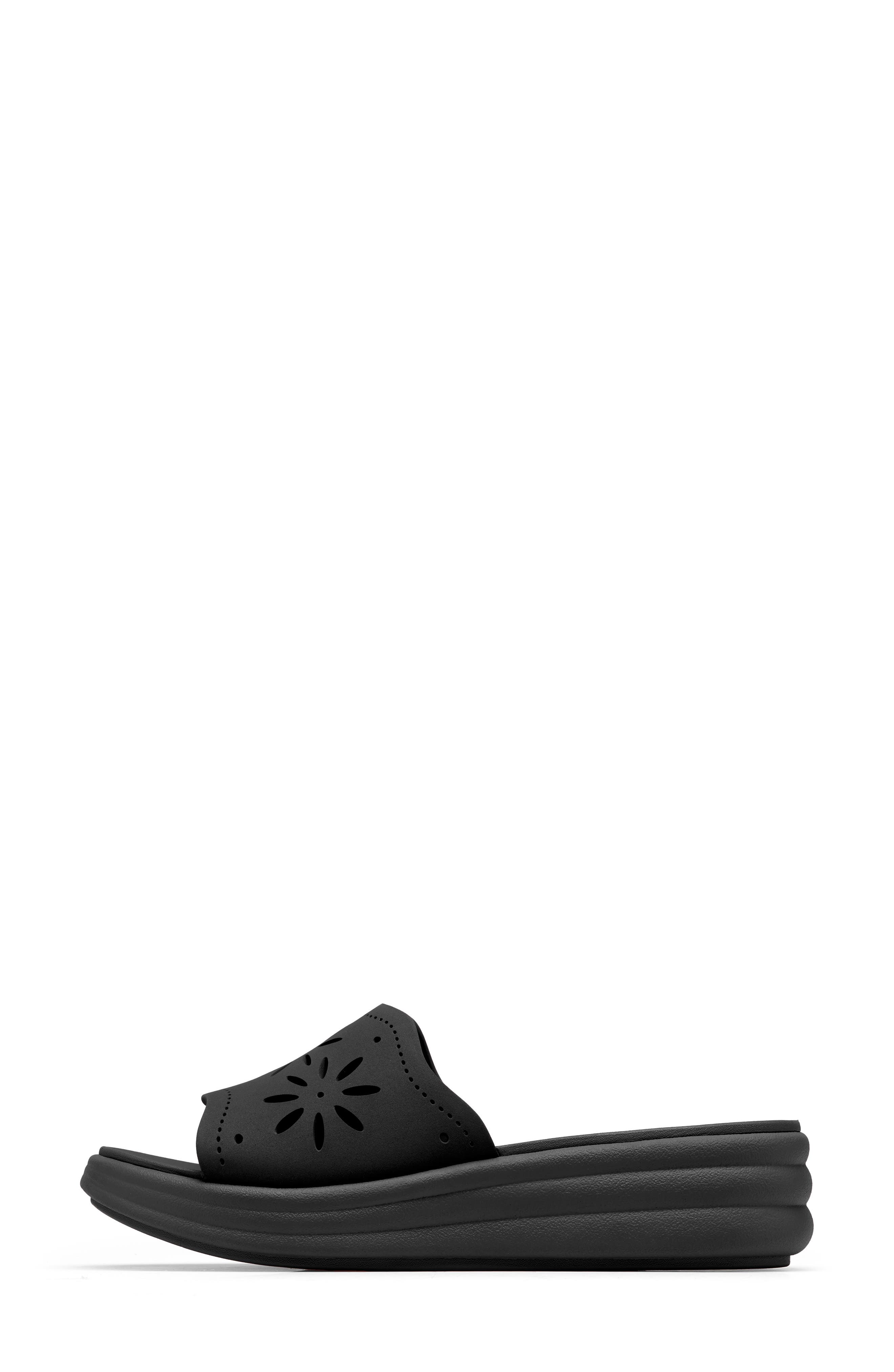 Clarks<sup>®</sup> Drift Floral Wedge Slide Sandal, Alternate, color, Navy