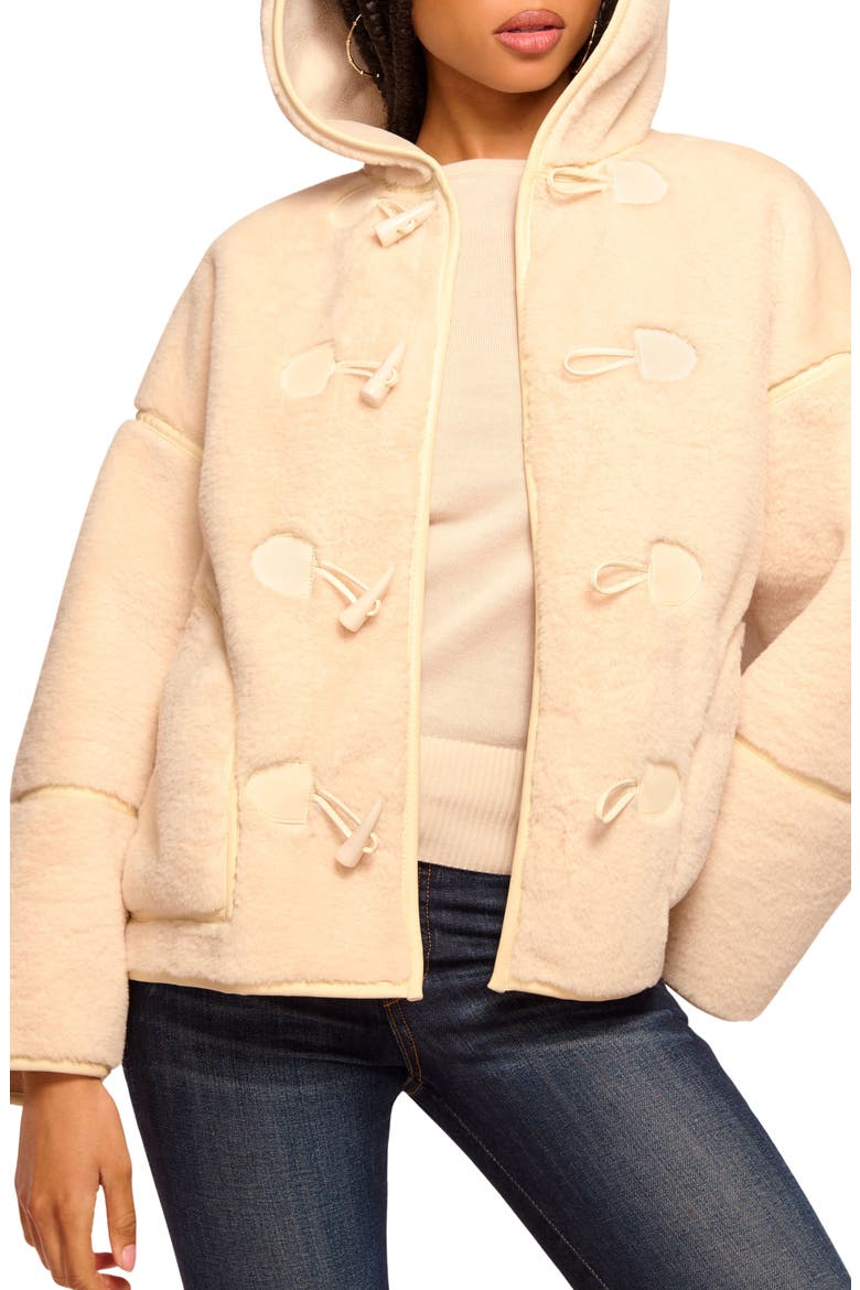 Lucy Reversible Faux Shearling Hooded Jacket, Main, color, BONE