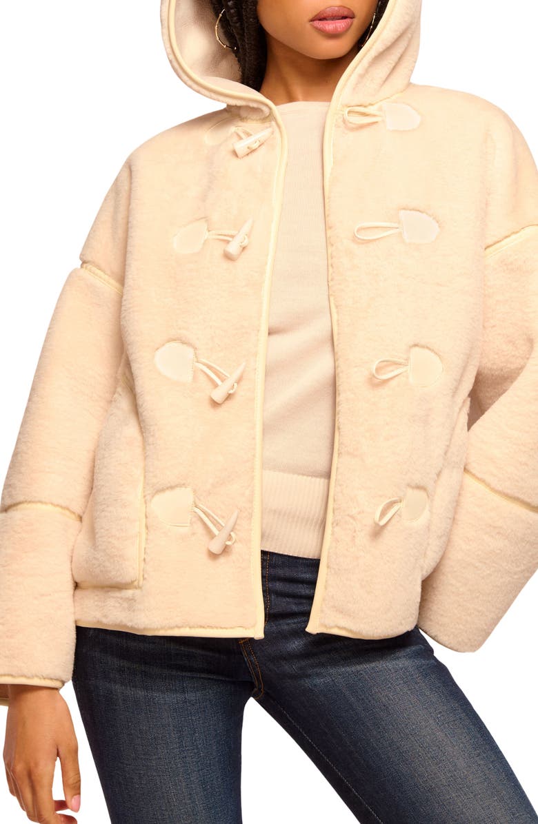 Ramy Brook Lucy Reversible Faux Shearling Hooded Jacket, Main, color, Bone