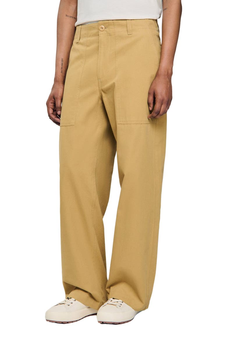 SANDRO Wide-leg cotton trousers, Alternate, color, Ocher Yellow