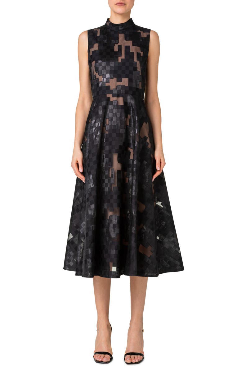 Akris Tonal Stripe Cotton & Silk Organza A-Line Dress, Alternate, color, 