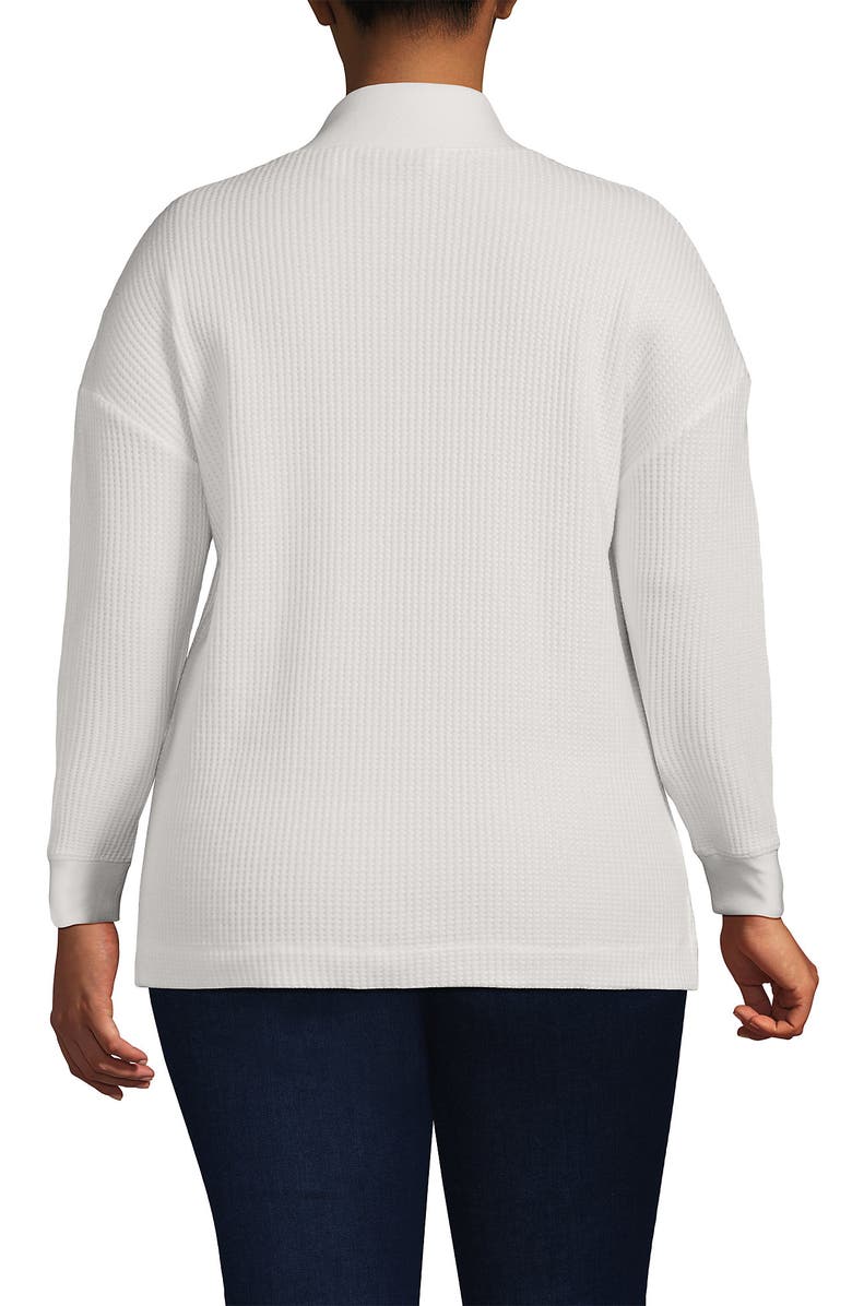 Lands' End Long Sleeve Waffle Shawl Collar Henley, Alternate, color, Ivory