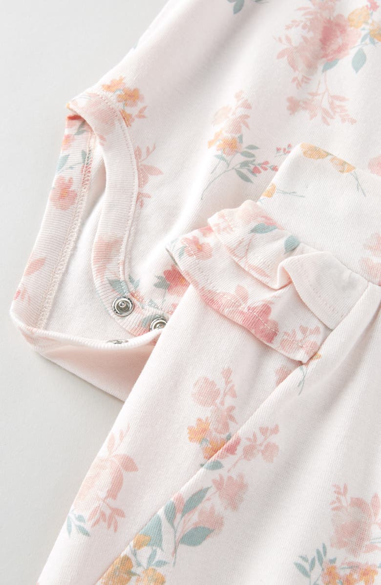 Nordstrom Print Cotton Bodysuit & Ruffled Joggers Set, Alternate, color, Pink Delicacy Summer Bloom