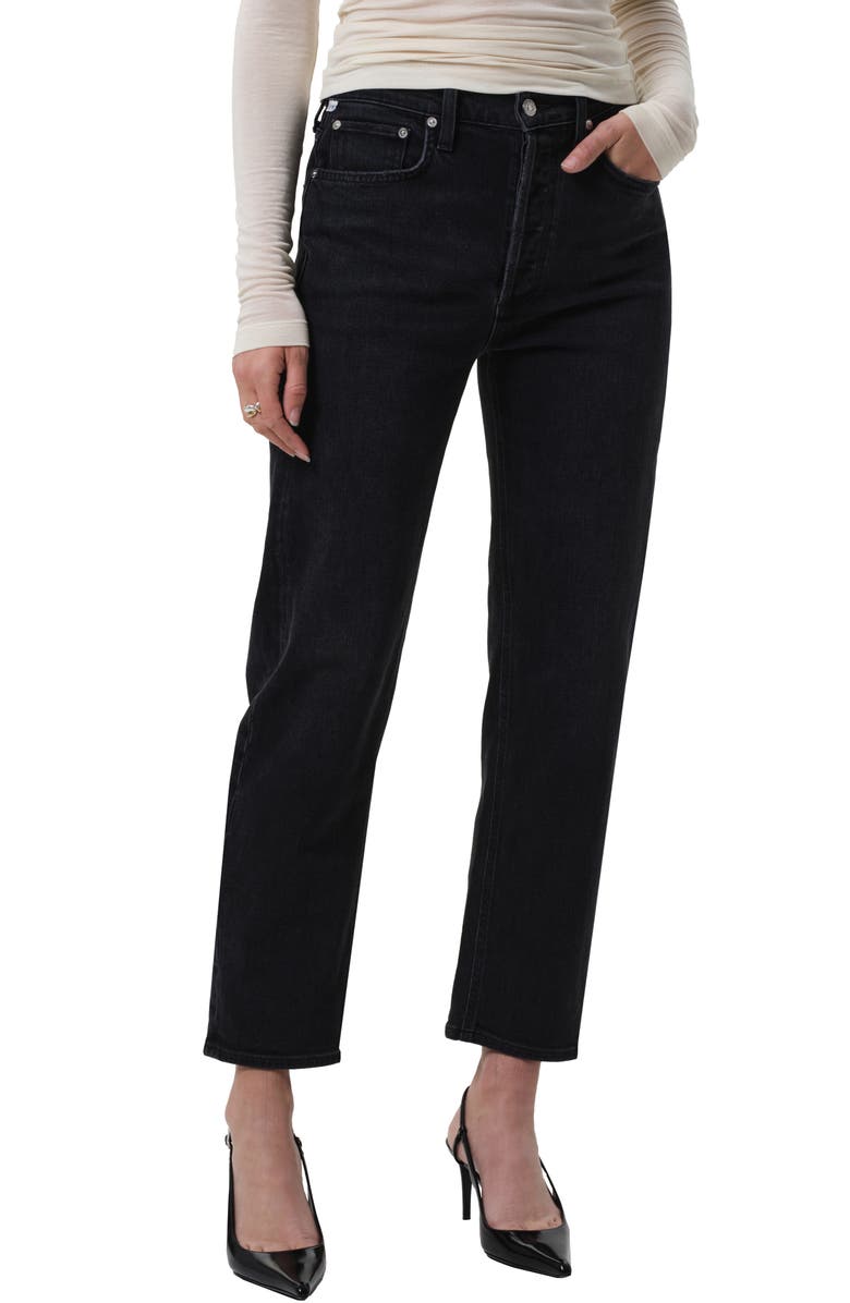 Citizens of Humanity Delfina High Waist Straight Leg Jeans, Main, color, Willow Black