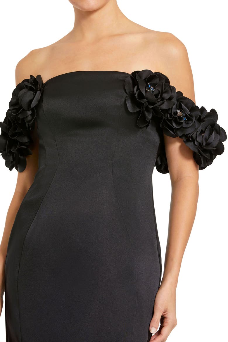 Embellished Velvet Strapless A Line Ankle Dress, Alternate, color, Black