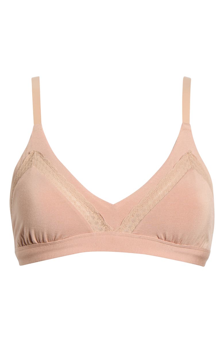 MeUndies FeelFree Lace Trim Triangle Bralette, Main, color, Sand Dune