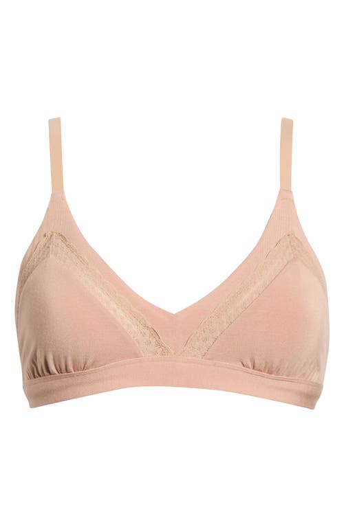 Meundies Feelfree Lace Trim Triangle Bralette In Pink