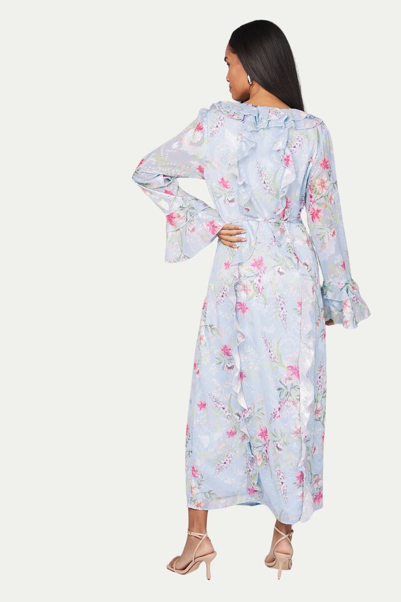 Floral Ruffle Belted Midaxi Dress, Alternate, color, Blue