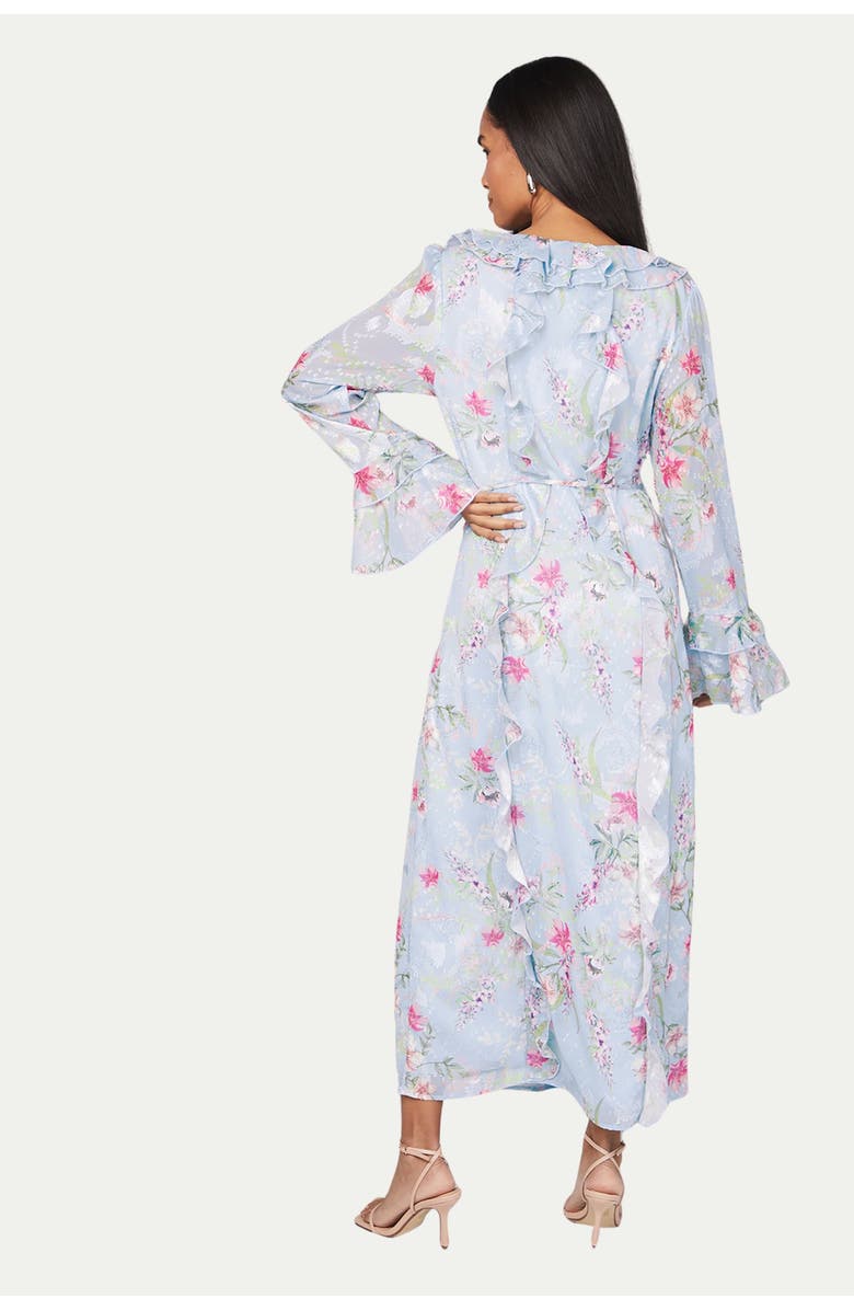 Wallis Floral Ruffle Belted Midaxi Dress, Alternate, color, Blue