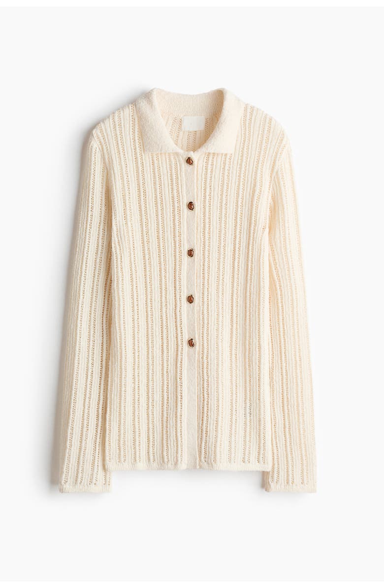 H&M Crochet-look Shirt, Main, color, Light Beige