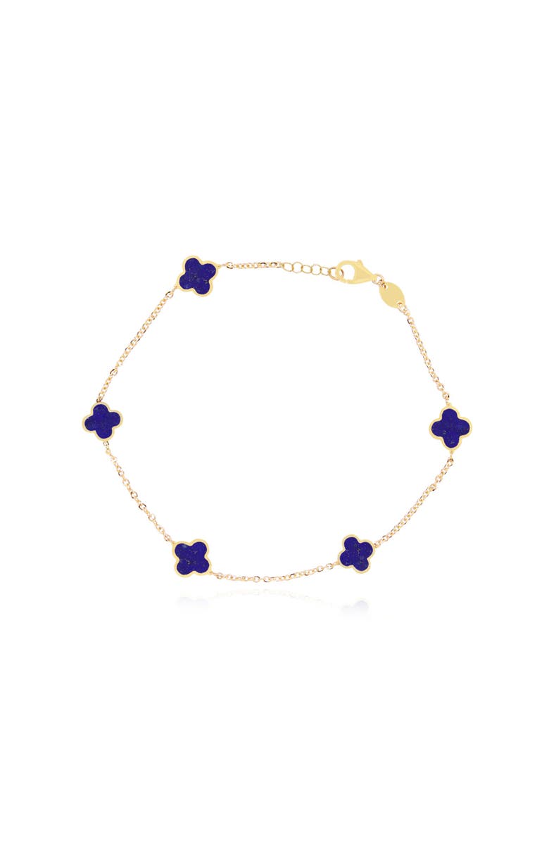 The Lovery Fine Jewelry Mini Lapis Clover Bracelet, Main, color, Lapis