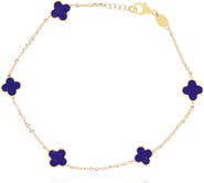 The Lovery Fine Jewelry Mini Lapis Clover Bracelet
