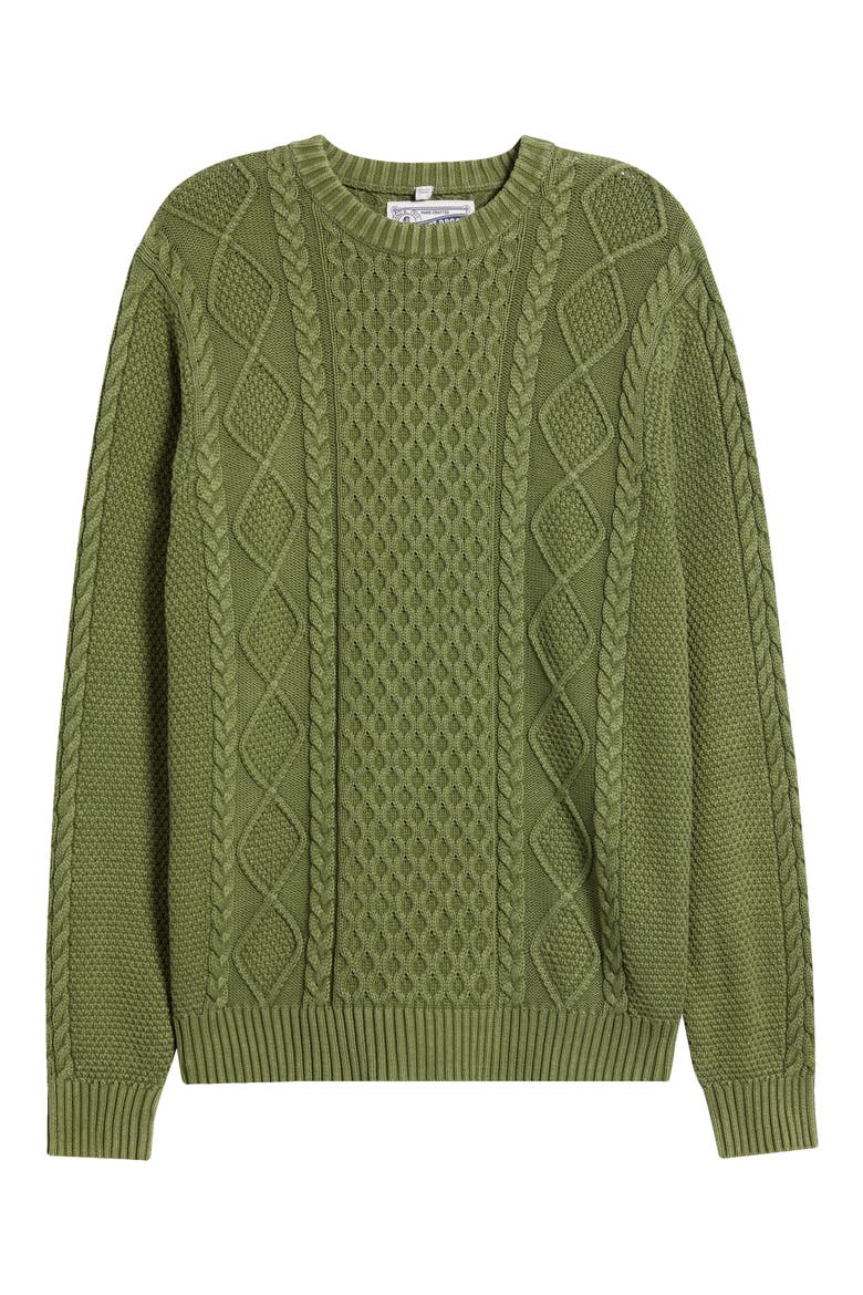 Stonewash Cable Stitch Sweater, Alternate, color, OLIVE