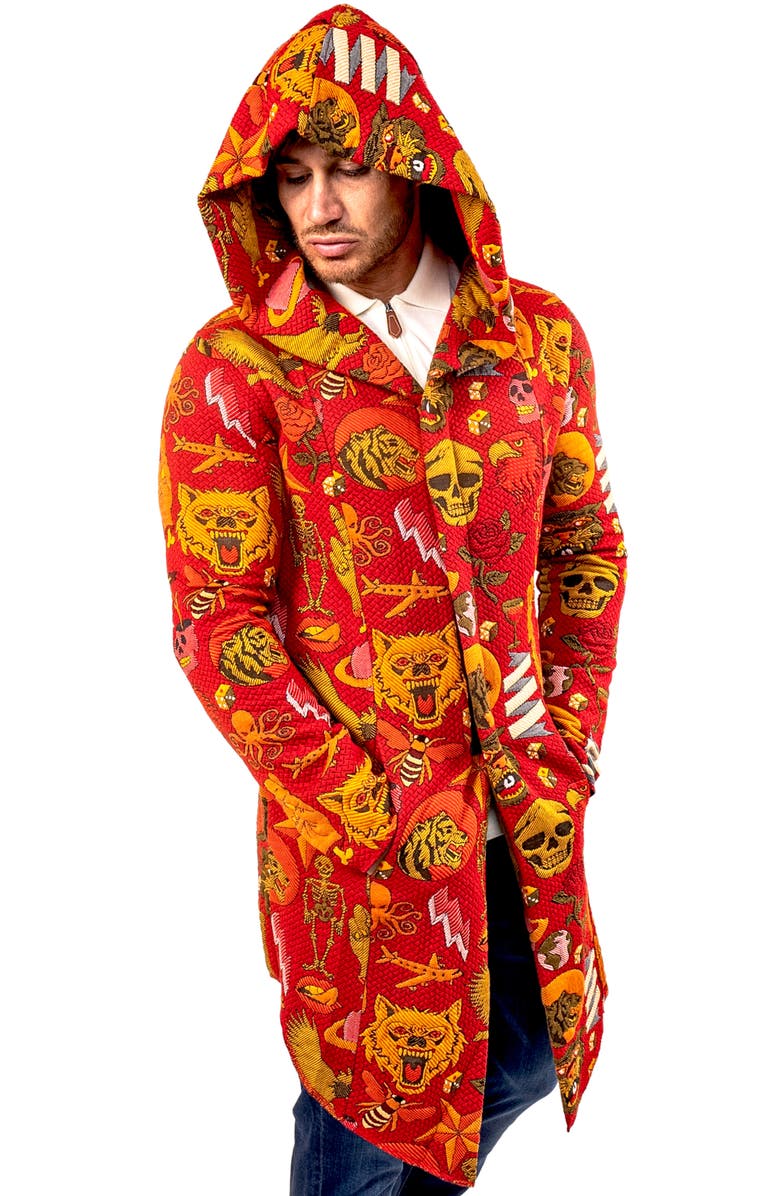 Maceoo Sportcoat Print Hooded Jacket, Alternate, color, Red