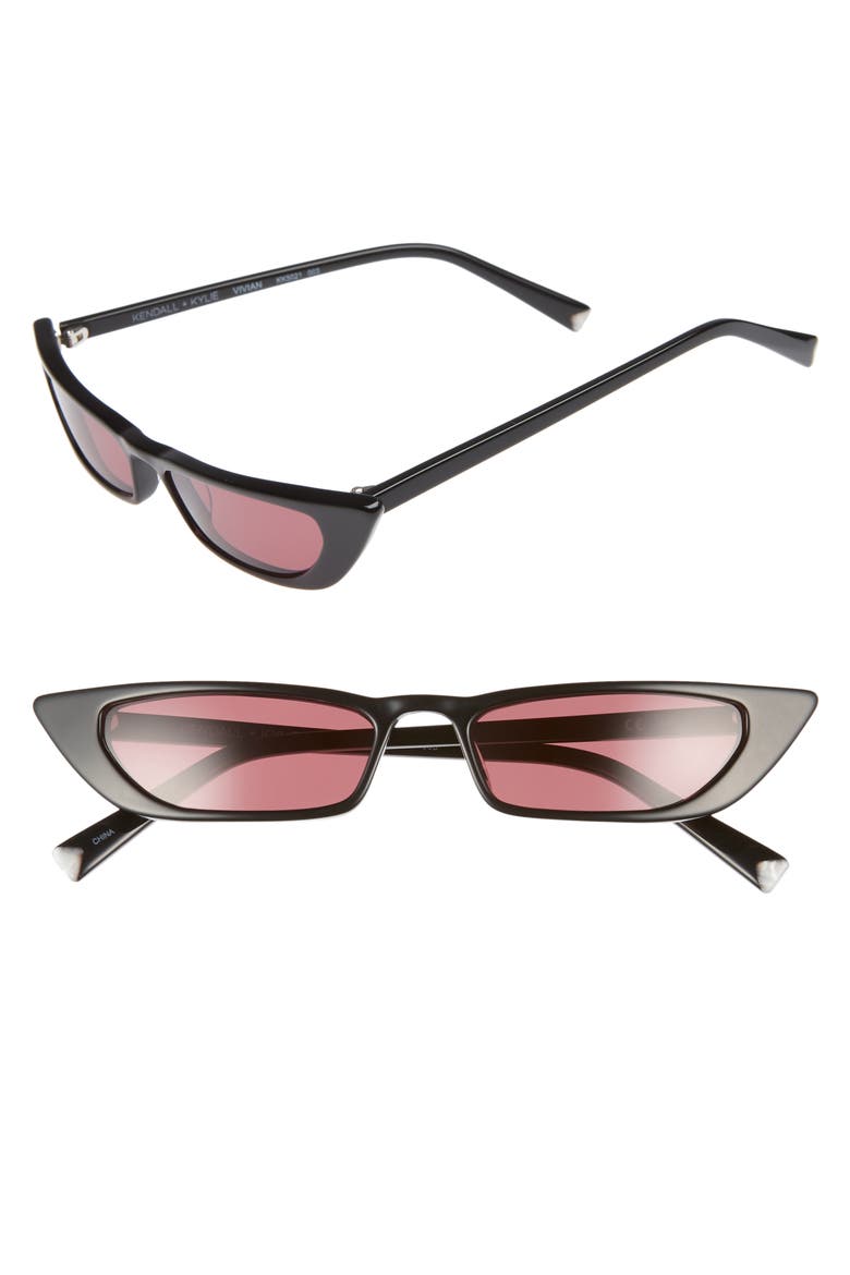 Vivian 51mm Extreme Cat Eye Sunglasses, Main, color, BLACK