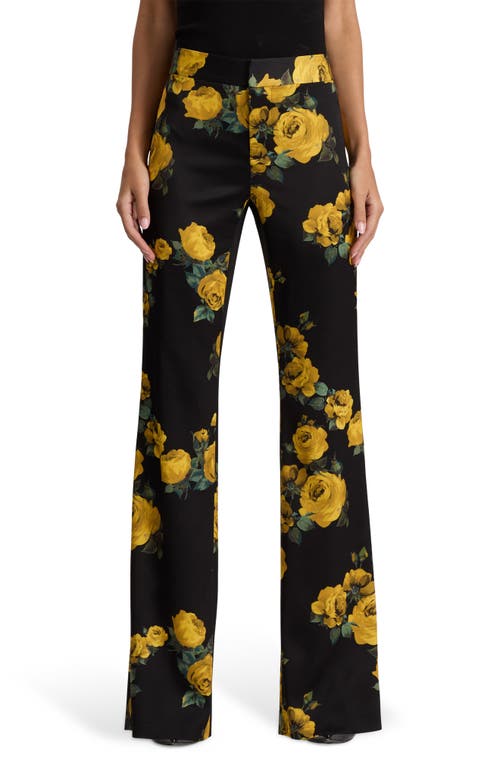 Alice And Olivia Livi Printed Floral Pants In Black