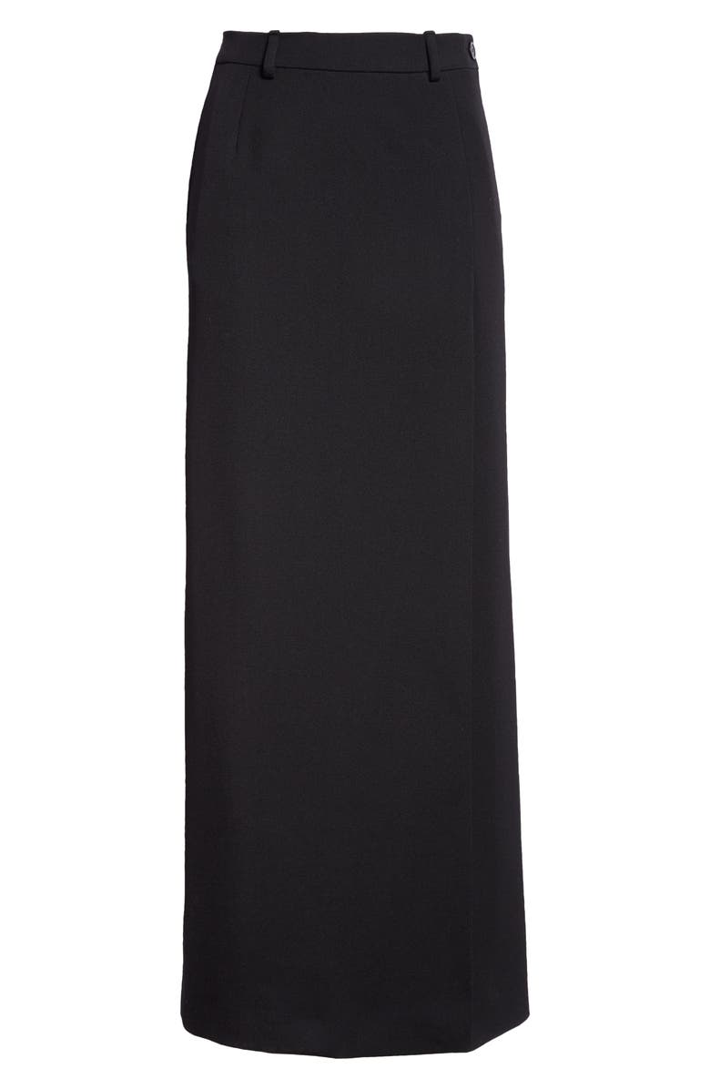 Balenciaga Slit Tailored Stretch Wool Midi Skirt, Alternate, color, 