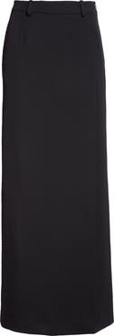 Balenciaga Slit Tailored Stretch Wool Midi Skirt
