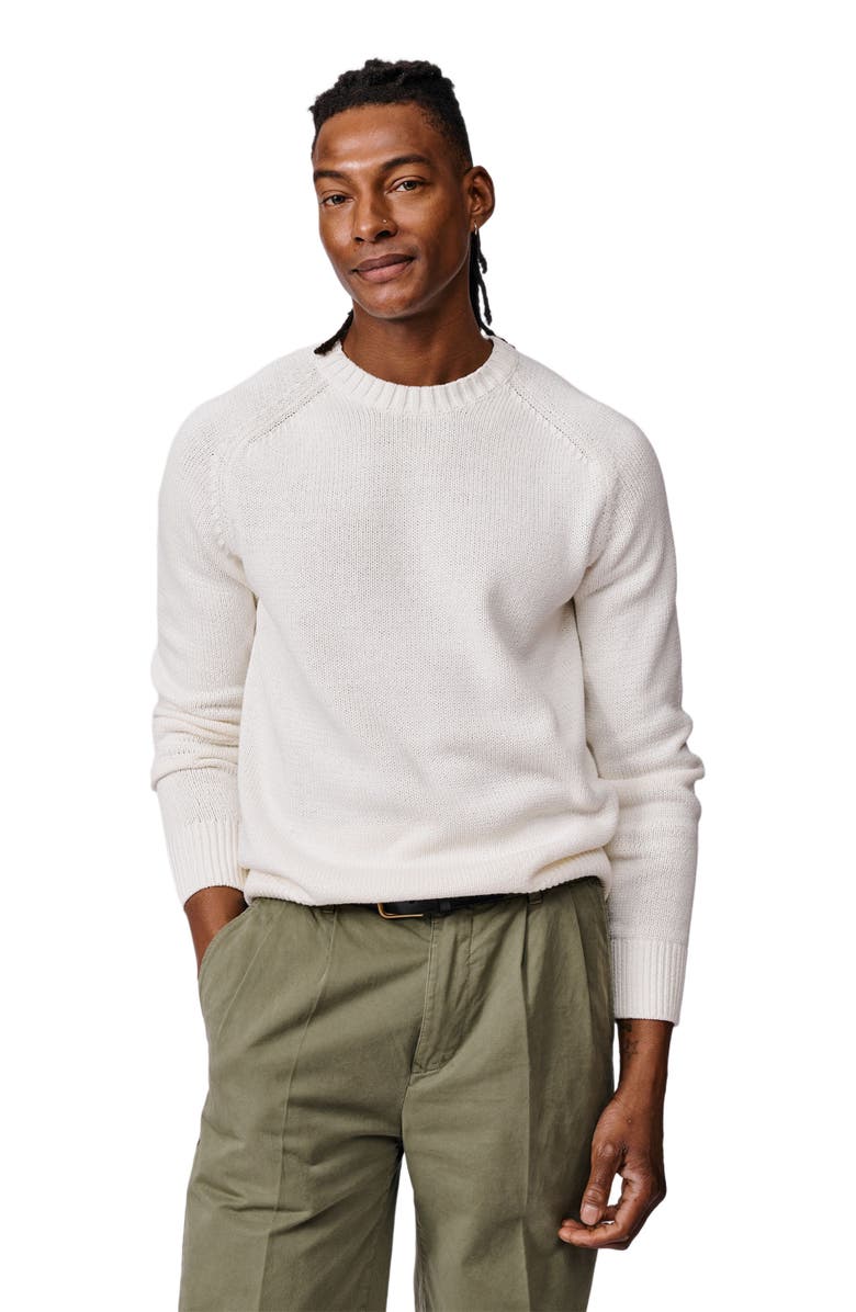 Aubin Lacey Cotton Linen Crew Neck Jumper, Main, color, Ecru