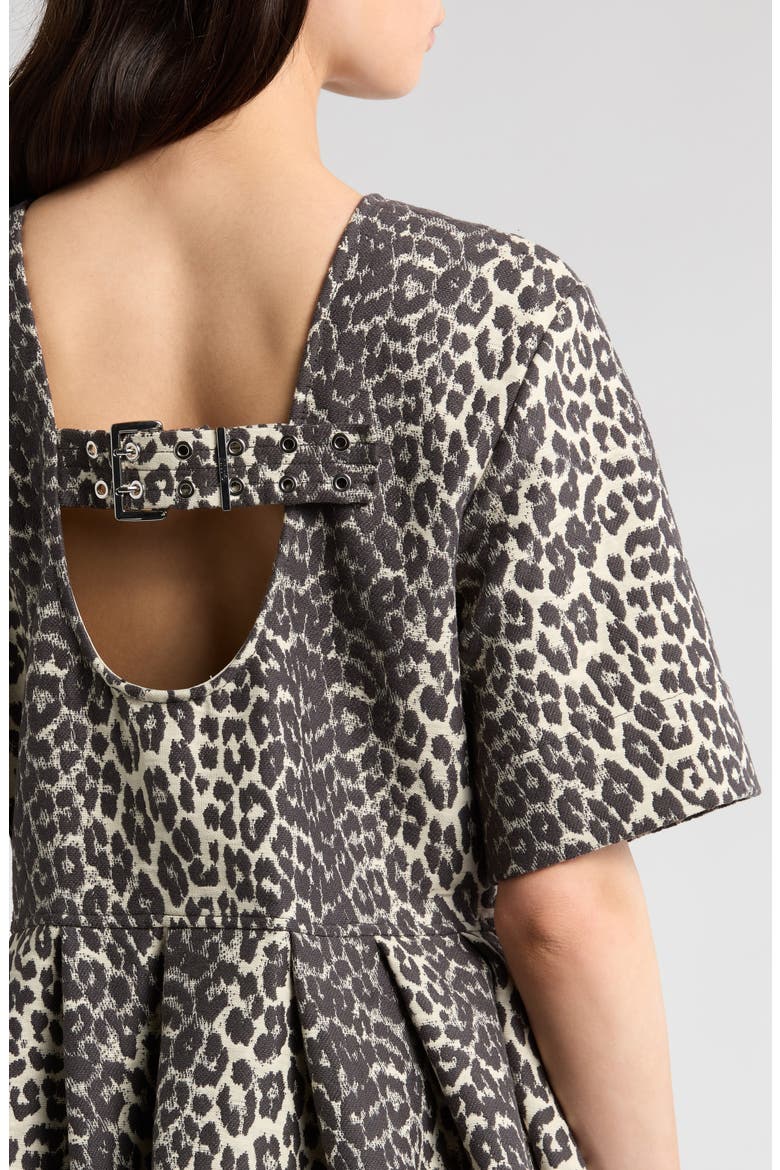 Leopard Jacquard Organic Cotton Skater Dress, Alternate, color, LEOPARD