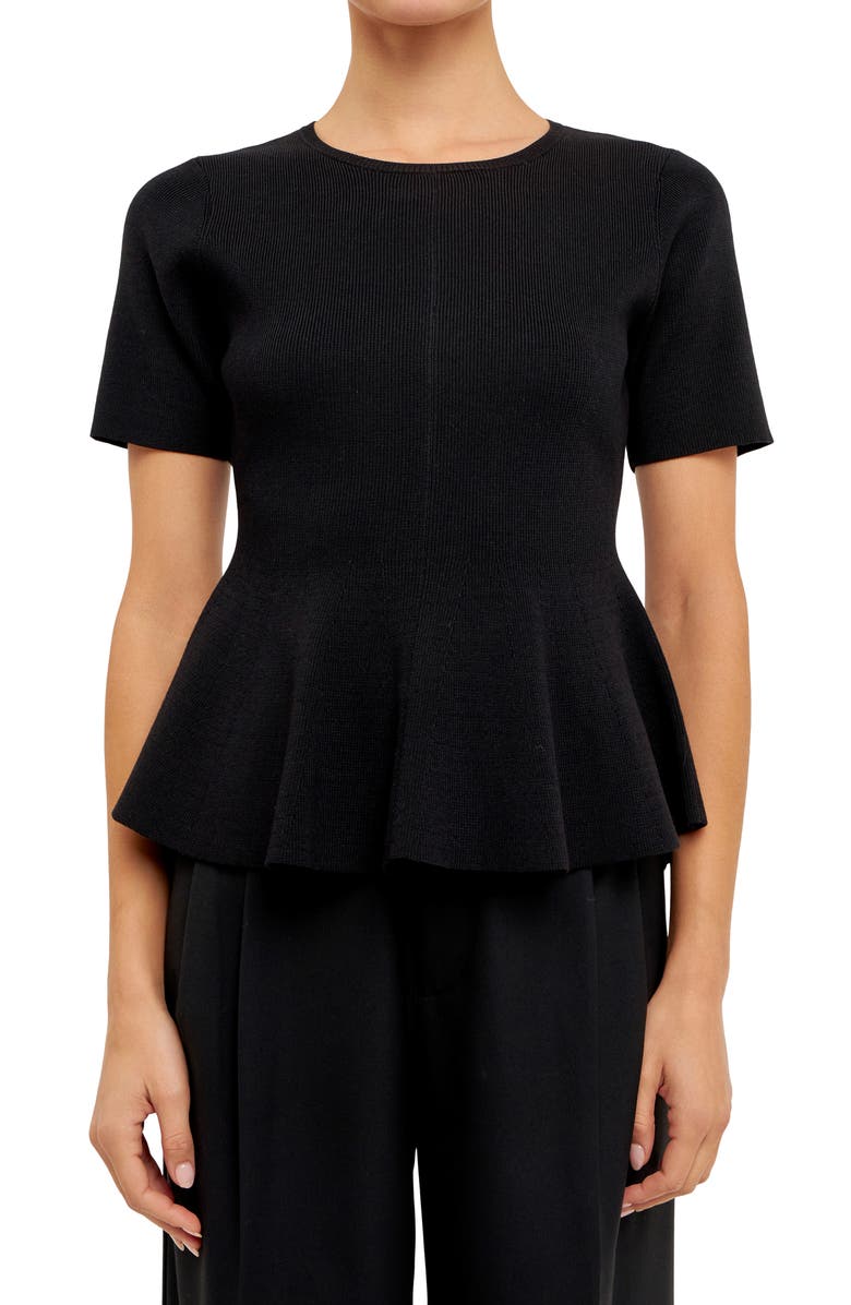 Endless Rose Peplum Short Sleeve Sweater, Alternate, color, 