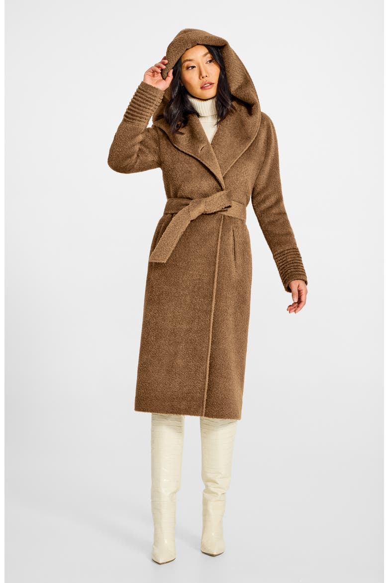 Hooded Wool & Alpaca Blend Coat, Alternate, color, DARK CAMEL